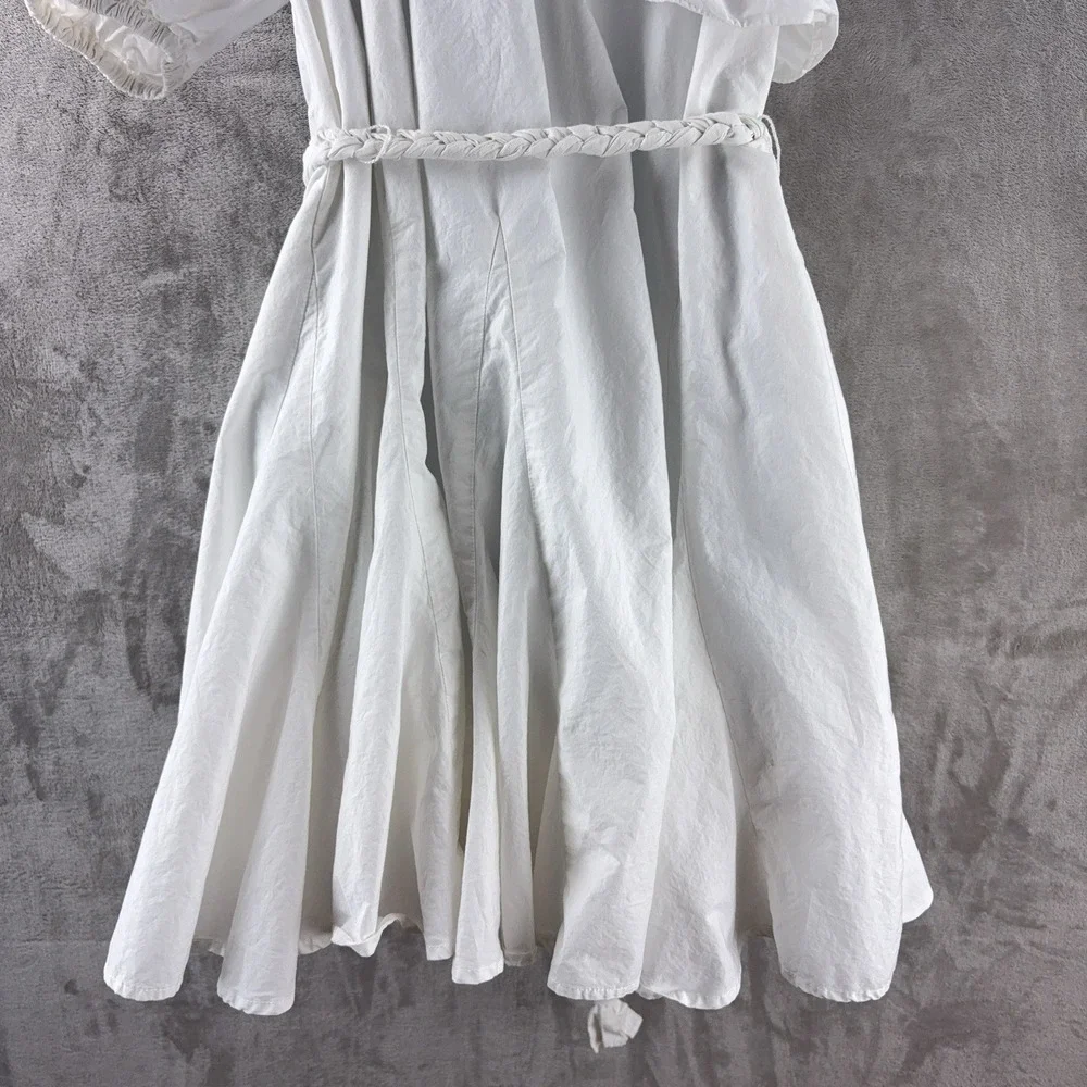 Rhode x Target Poplin One Shoulder Dress Womens‎ Medium White Ruffle Trim Belted